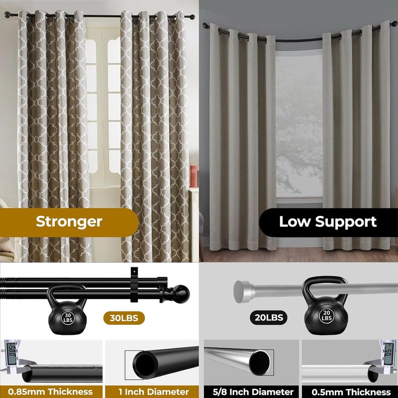 TwinkleTool 1 Inch Double Curtain Rods for Windows 28in-88in, Heavy Duty Decorative Drapery Rod Adjustable Black Dual Curtain Rod with Brackets for Sliding Glass Door, Patio, Bedroom, Kitchen, Bathroom - Image 2